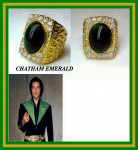 Verguld-over-Sterling zilver groene synthetische Smaragd Concert -Tour - Ring